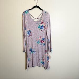 NWT Authentic American Heritage Floral‎ Print Long Sleeve Back Lace-Up Dress XL